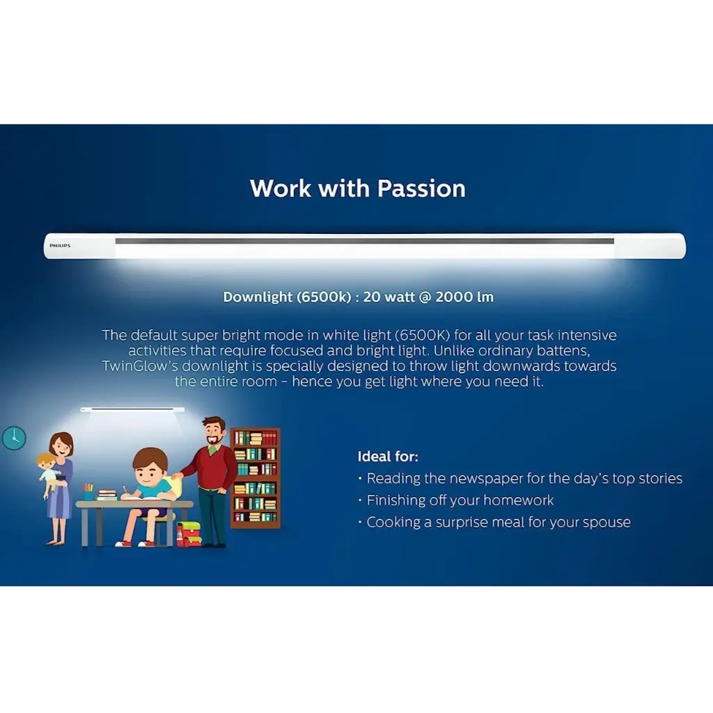 Philips TwinGlow 20W Uplight (3000) 20w Downlight (6500) LED Batten 4ft 3.webp