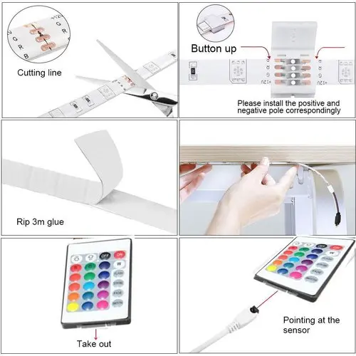 16 Color LED Strip Light, Remote Crontrole, Stiker Type (16 feet) 2.webp