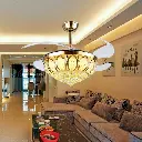 Crystal Chandelier Retractable Blade Ceiling Light with Fan ( Gold, 42 Inch, 4 Blade, 1 year warranty ) 5.webp