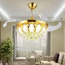 Crystal Chandelier Retractable Blade Ceiling Light with Fan ( Gold, 42 Inch, 4 Blade, 1 year warranty ) 2.webp