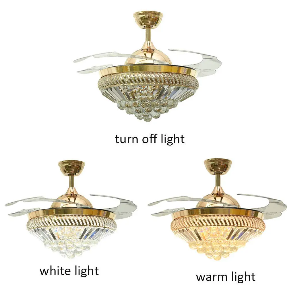 Exclusiv Crystal Chandelier Retractable Blade Ceiling Fan with Light 2.webp