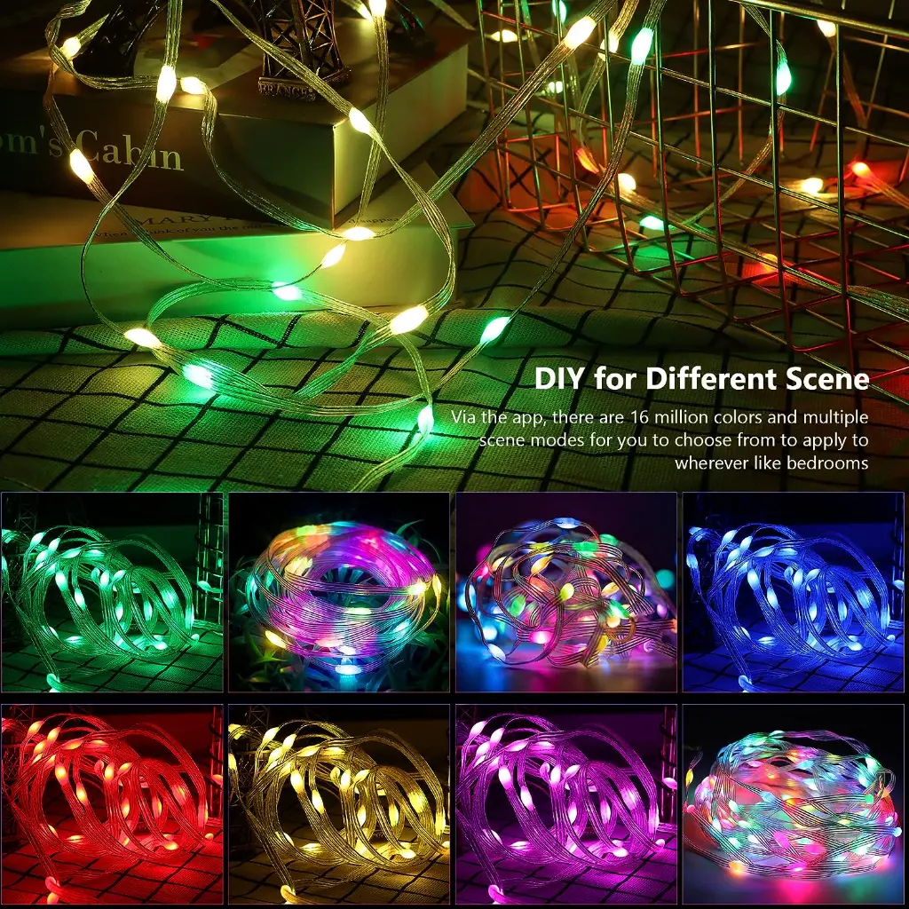 USB Color Changing LED Fairy Lights String 10m (App, Remote, Button) 2.webp