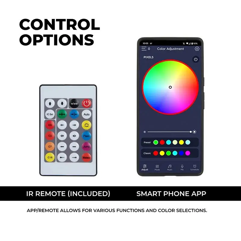 USB Color Changing LED Fairy Lights String 10m (App, Remote, Button) 6.webp