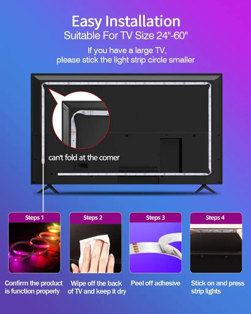 USB Mood Light for TV & Room ( App, Remote, Music ) 6.webp