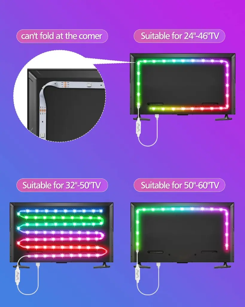 USB Mood Light for TV & Room ( App, Remote, Music ) 5.webp