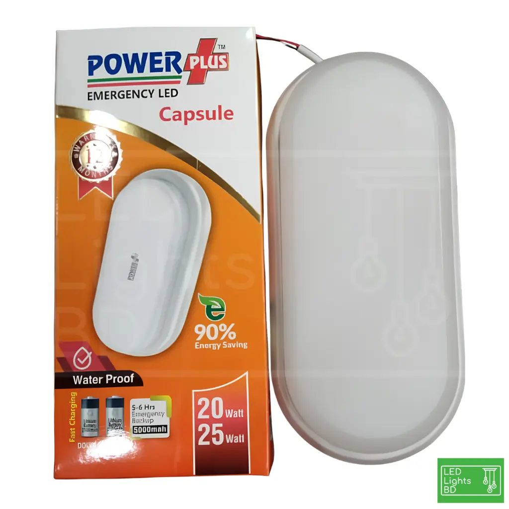 PowerPlus 20W LED AC-DC Emergency Capsule Light (Waterproof, 5-6 Hours, 1Year) 5.webp