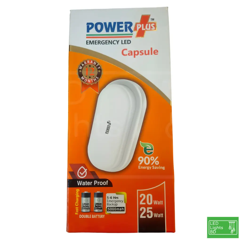 PowerPlus 20W LED AC-DC Emergency Capsule Light (Waterproof, 5-6 Hours, 1Year) 3.webp