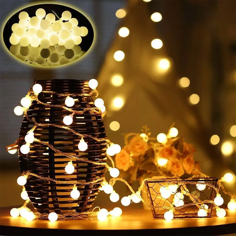 Golden Warm LED Fairy Light (Ball Shaped, 15 ft)2.webp