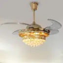 CRYSTAL CEILING FAN WITH LED LIGHT ( Gold )