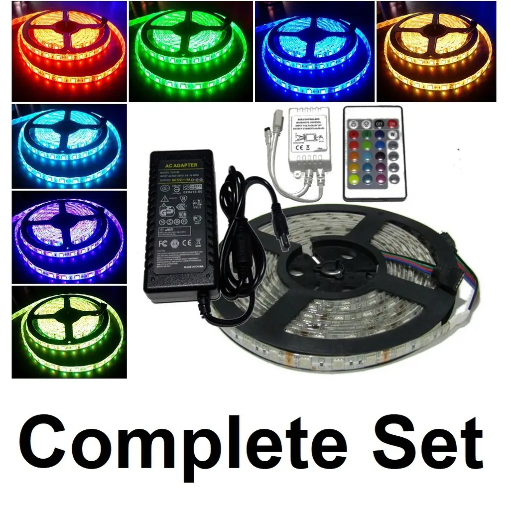 RGB LED Strip Light 5meter Set ( 16 Colors, Remote Control )