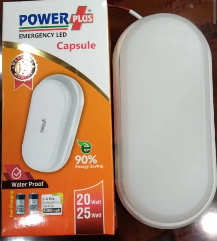 20W LED AC-DC Emergency Capsule Light (Waterproof, 5-6 Hours, 1Year) 