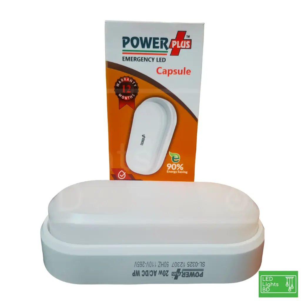 PowerPlus 20W LED AC-DC Emergency Capsule Light (Waterproof, 5-6 Hours, 1Year) 