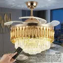 Modarn Crystal Chandelier Fan with Retractable Blade & LED Light 42″