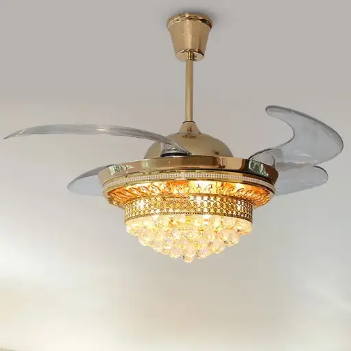 [PE-F8530-42] CRYSTAL CEILING FAN WITH LED LIGHT ( Gold )
