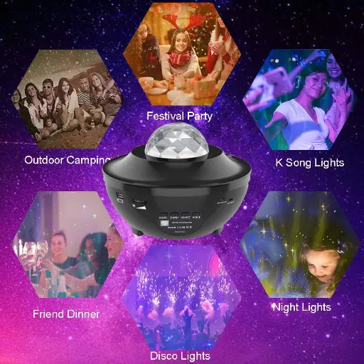Starry Projector with Laser Light (Remote control, Bluetooth)