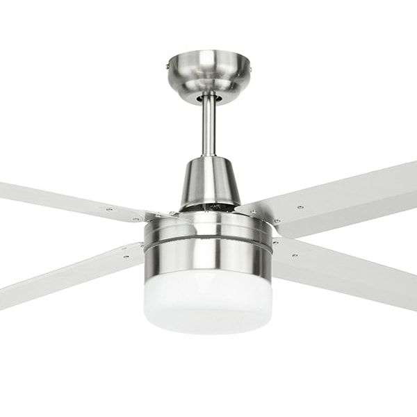 Atrium Ceiling Fan with LED Light ( 4 Blade, Remote, 52 Inch, SS )